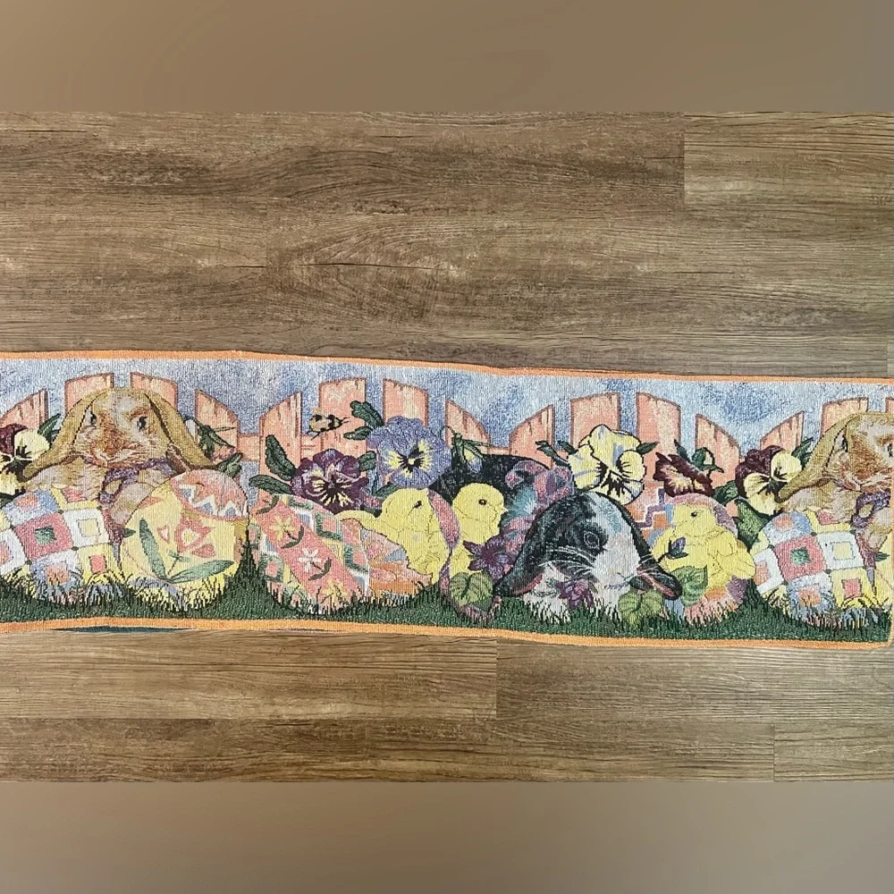 Lillian Vernon‎ Easter Tapestry Table Runner Rabbits 70